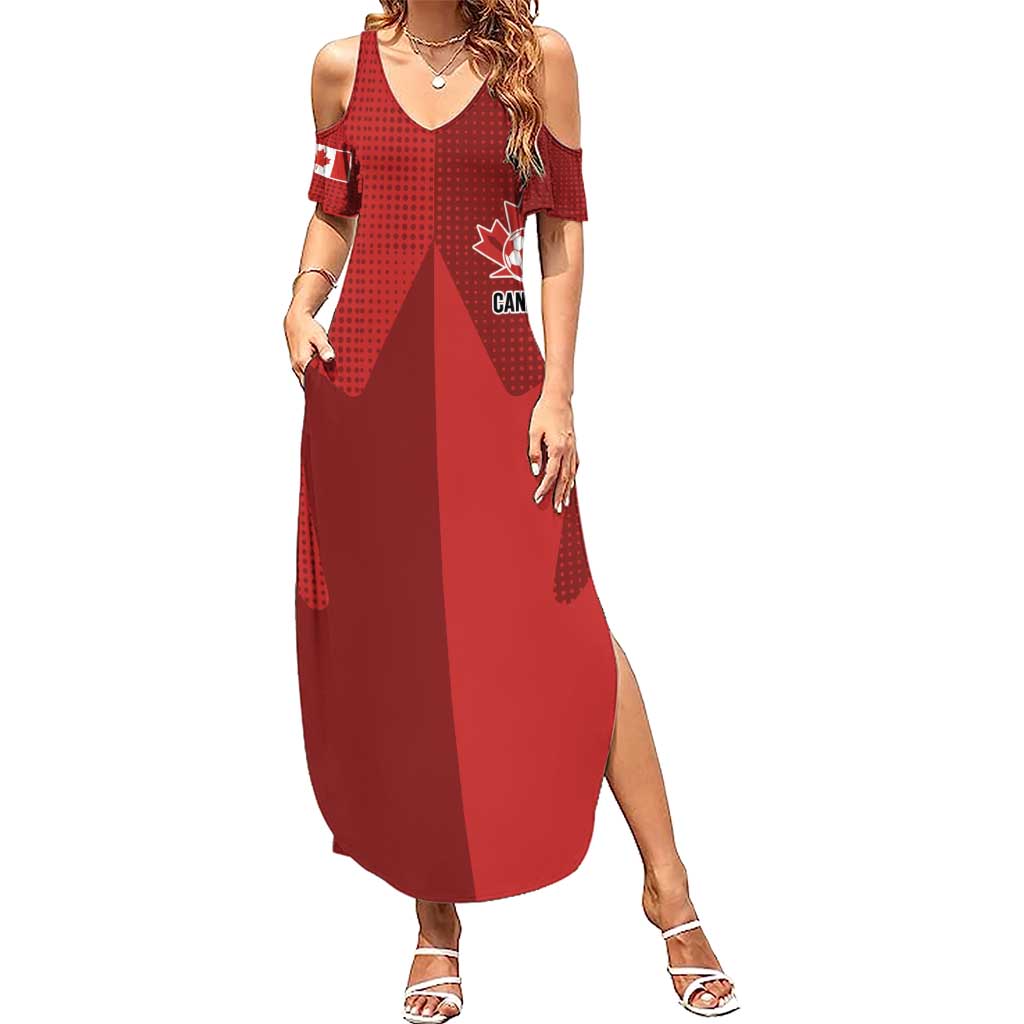 Canada Soccer Maple Leaf Custom Summer Maxi Dress Sporty Style - Wonder Print Shop
