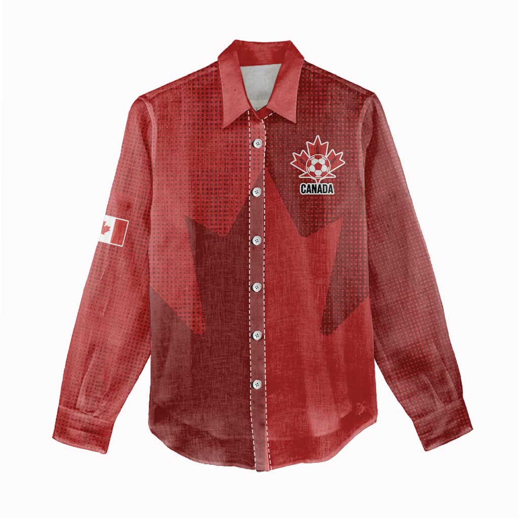 Canada Soccer Maple Leaf Custom Women Casual Shirt Sporty Style - Wonder Print Shop