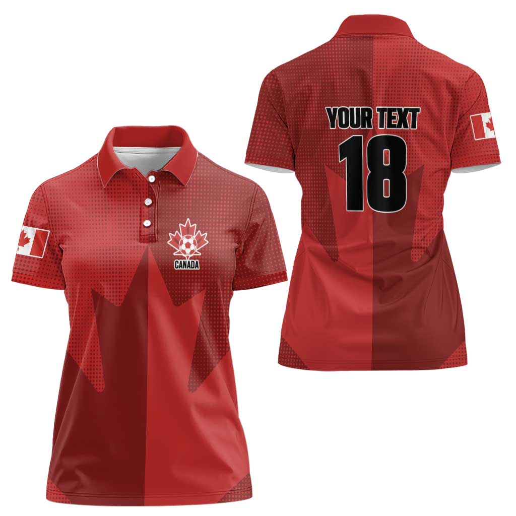 Canada Soccer Maple Leaf Custom Women Polo Shirt Sporty Style - Wonder Print Shop