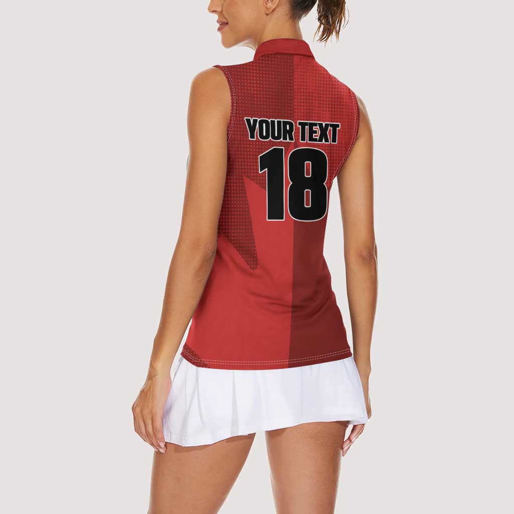 Canada Soccer Maple Leaf Custom Women Sleeveless Polo Shirt Sporty Style - Wonder Print Shop