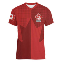 Canada Soccer Maple Leaf Custom Women V-Neck T-Shirt Sporty Style - Wonder Print Shop