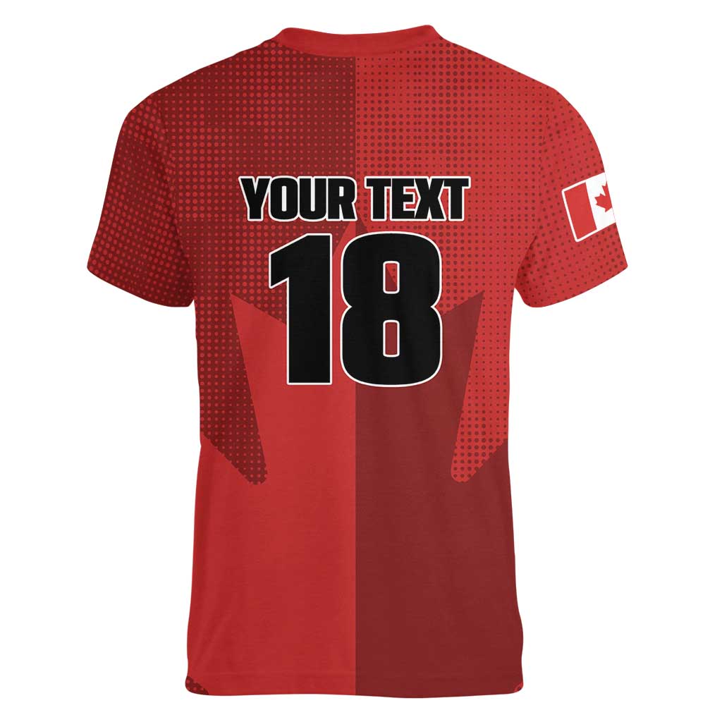 Canada Soccer Maple Leaf Custom Women V-Neck T-Shirt Sporty Style - Wonder Print Shop