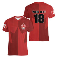 Canada Soccer Maple Leaf Custom Women V-Neck T-Shirt Sporty Style - Wonder Print Shop