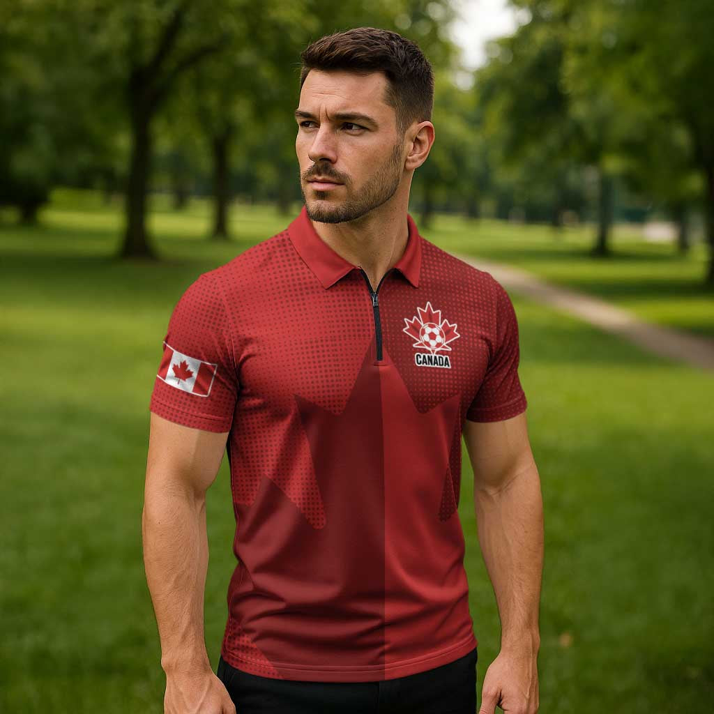 Canada Soccer Maple Leaf Custom Zipper Polo Shirt Sporty Style - Wonder Print Shop