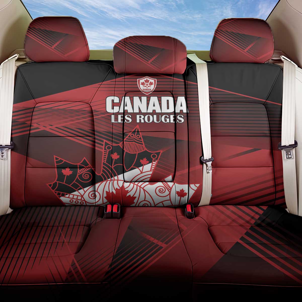 Canada Soccer Back Car Seat Cover Les Rouges Maple Leaf - Wonder Print Shop