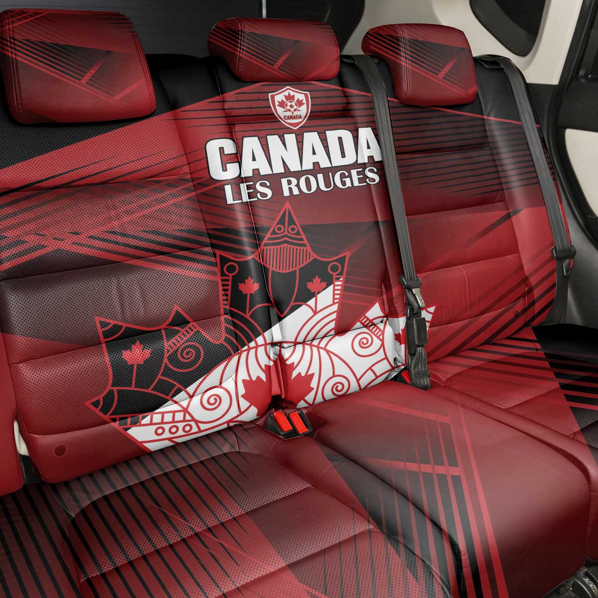 Canada Soccer Back Car Seat Cover Les Rouges Maple Leaf - Wonder Print Shop