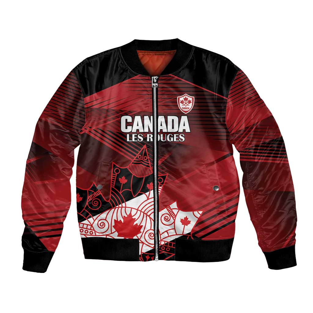 Custom Canada Soccer Bomber Jacket Les Rouges Maple Leaf - Wonder Print Shop