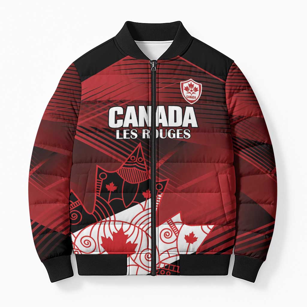 Custom Canada Soccer Bomber Puffer Jacket Les Rouges Maple Leaf - Wonder Print Shop