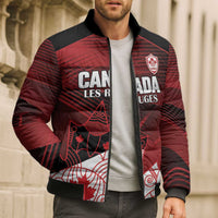 Custom Canada Soccer Bomber Puffer Jacket Les Rouges Maple Leaf - Wonder Print Shop