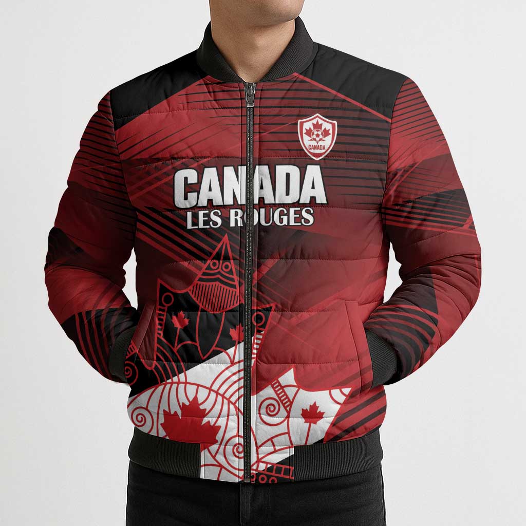 Custom Canada Soccer Bomber Puffer Jacket Les Rouges Maple Leaf - Wonder Print Shop