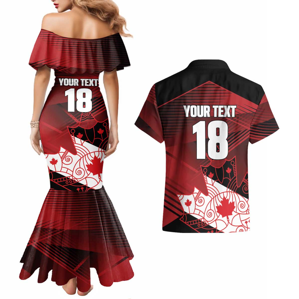 Custom Canada Soccer Couples Matching Mermaid Dress and Hawaiian Shirt Les Rouges Maple Leaf - Wonder Print Shop