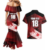 Custom Canada Soccer Couples Matching Mermaid Dress and Hawaiian Shirt Les Rouges Maple Leaf - Wonder Print Shop