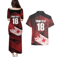 Custom Canada Soccer Couples Matching Puletasi and Hawaiian Shirt Les Rouges Maple Leaf - Wonder Print Shop