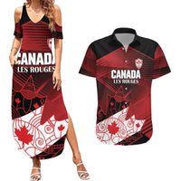 Custom Canada Soccer Couples Matching Summer Maxi Dress and Hawaiian Shirt Les Rouges Maple Leaf - Wonder Print Shop