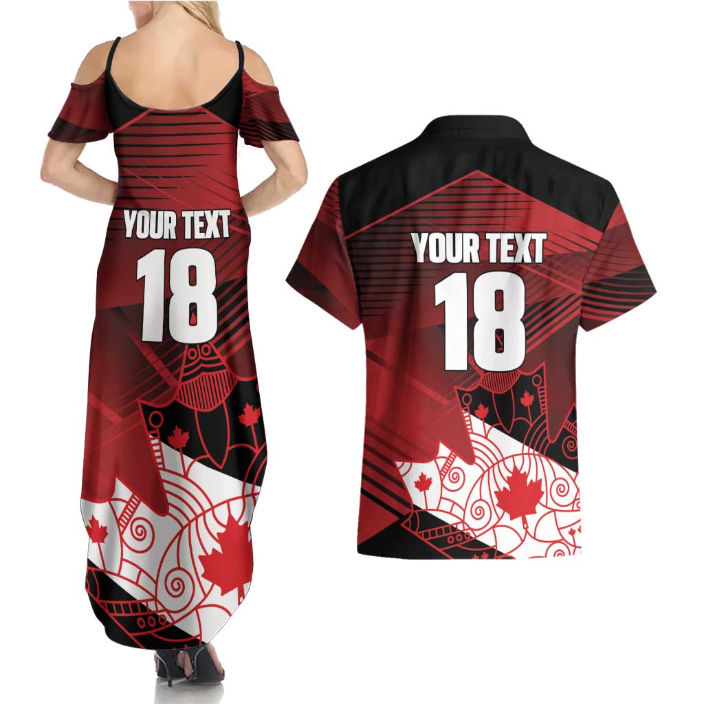Custom Canada Soccer Couples Matching Summer Maxi Dress and Hawaiian Shirt Les Rouges Maple Leaf - Wonder Print Shop