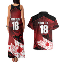 Custom Canada Soccer Couples Matching Tank Maxi Dress and Hawaiian Shirt Les Rouges Maple Leaf - Wonder Print Shop