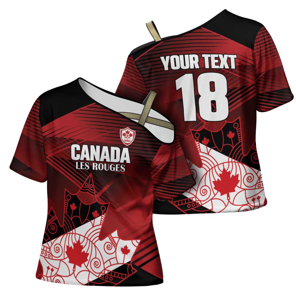 Custom Canada Soccer Cross Shoulder Shirt Les Rouges Maple Leaf - Wonder Print Shop