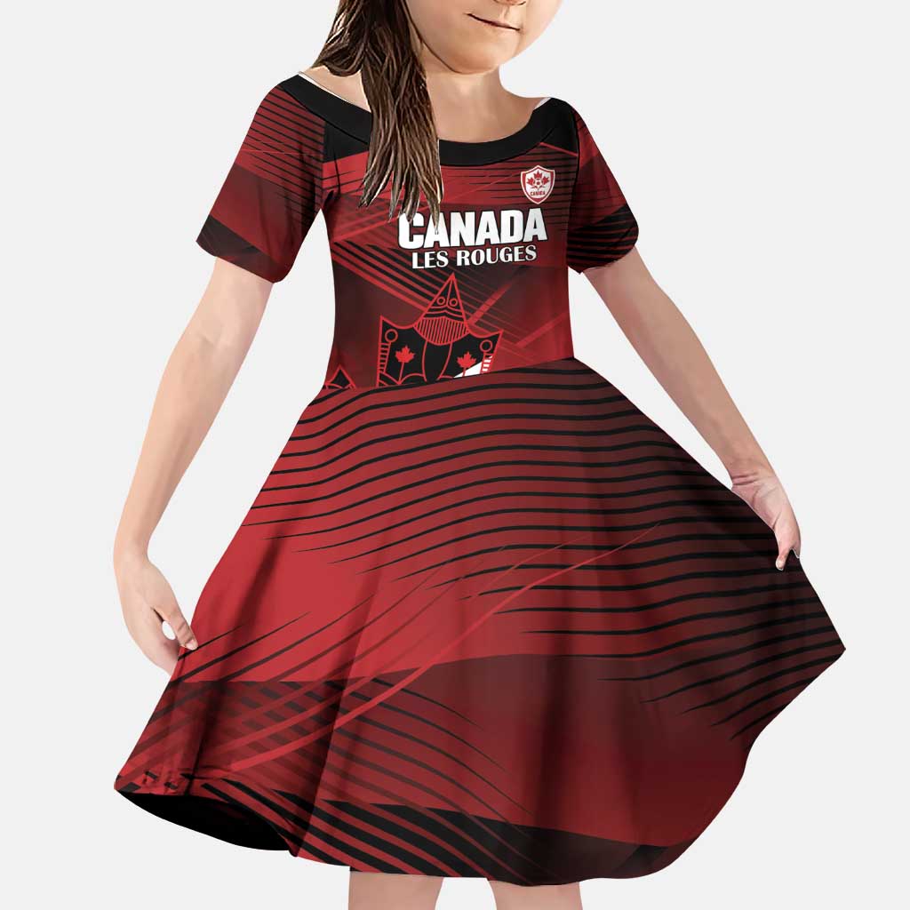 Custom Canada Soccer Family Matching Long Sleeve Bodycon Dress and Hawaiian Shirt Les Rouges Maple Leaf - Wonder Print Shop