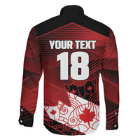 Custom Canada Soccer Family Matching Long Sleeve Bodycon Dress and Hawaiian Shirt Les Rouges Maple Leaf - Wonder Print Shop