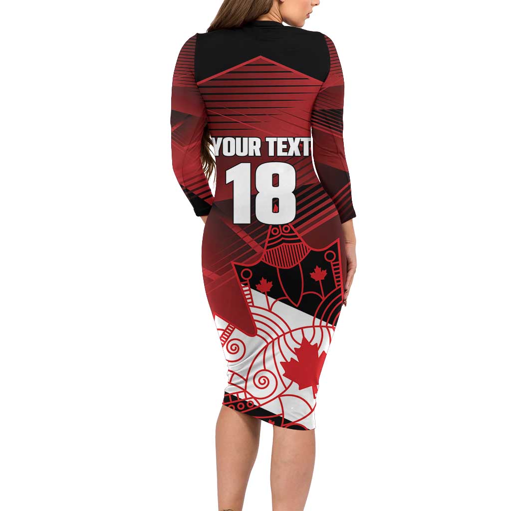 Custom Canada Soccer Family Matching Long Sleeve Bodycon Dress and Hawaiian Shirt Les Rouges Maple Leaf - Wonder Print Shop