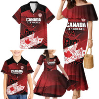 Custom Canada Soccer Family Matching Mermaid Dress and Hawaiian Shirt Les Rouges Maple Leaf - Wonder Print Shop