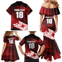 Custom Canada Soccer Family Matching Mermaid Dress and Hawaiian Shirt Les Rouges Maple Leaf - Wonder Print Shop