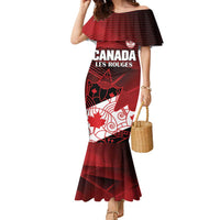 Custom Canada Soccer Family Matching Mermaid Dress and Hawaiian Shirt Les Rouges Maple Leaf - Wonder Print Shop