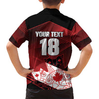 Custom Canada Soccer Family Matching Off The Shoulder Long Sleeve Dress and Hawaiian Shirt Les Rouges Maple Leaf - Wonder Print Shop