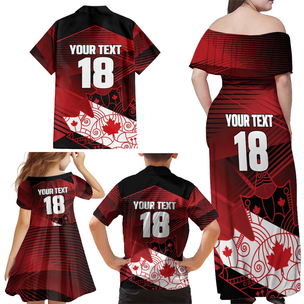 Custom Canada Soccer Family Matching Off Shoulder Maxi Dress and Hawaiian Shirt Les Rouges Maple Leaf - Wonder Print Shop