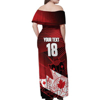 Custom Canada Soccer Family Matching Off Shoulder Maxi Dress and Hawaiian Shirt Les Rouges Maple Leaf - Wonder Print Shop