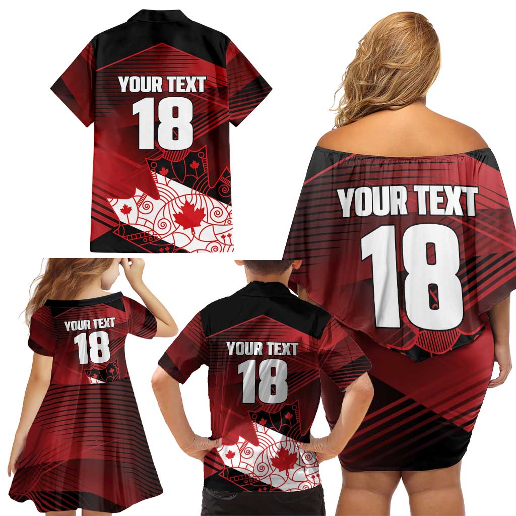 Custom Canada Soccer Family Matching Off Shoulder Short Dress and Hawaiian Shirt Les Rouges Maple Leaf - Wonder Print Shop