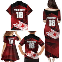 Custom Canada Soccer Family Matching Puletasi and Hawaiian Shirt Les Rouges Maple Leaf - Wonder Print Shop