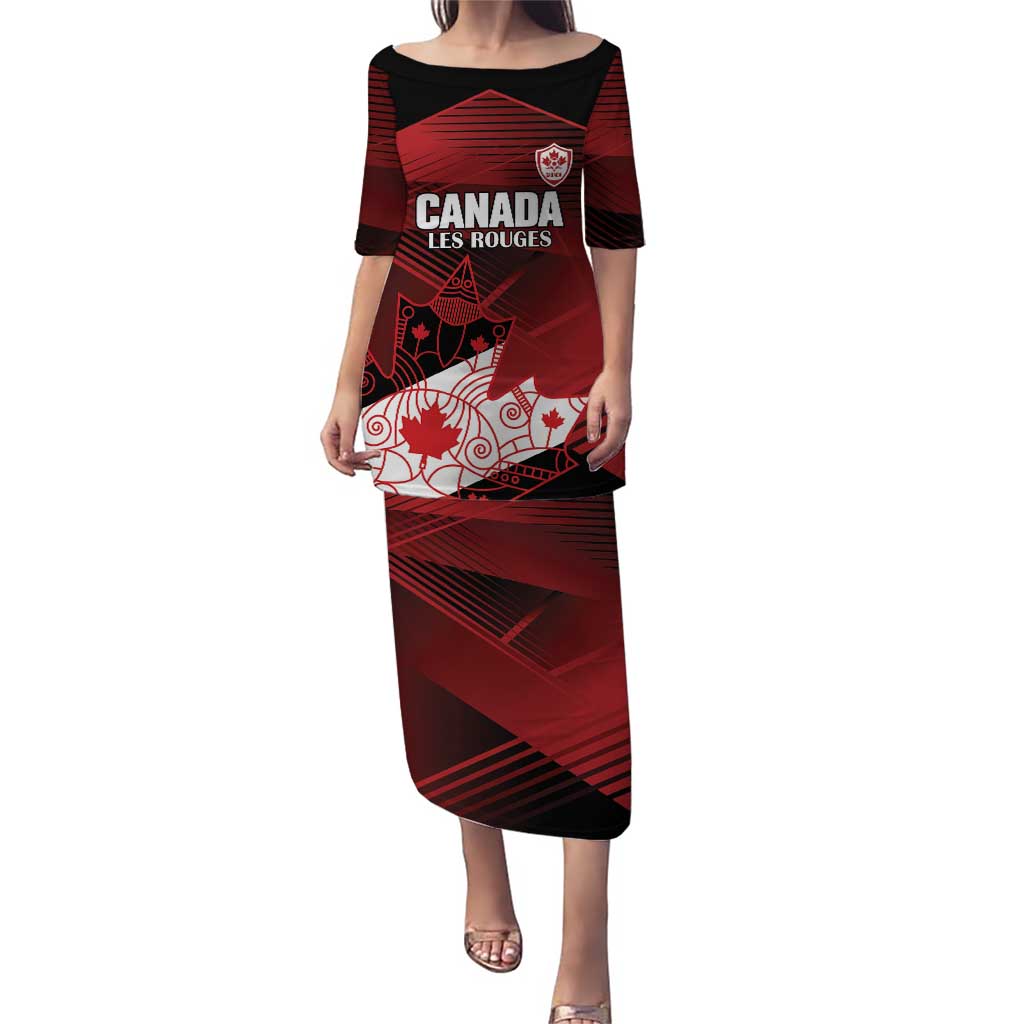 Custom Canada Soccer Family Matching Puletasi and Hawaiian Shirt Les Rouges Maple Leaf - Wonder Print Shop
