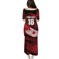Custom Canada Soccer Family Matching Puletasi and Hawaiian Shirt Les Rouges Maple Leaf - Wonder Print Shop