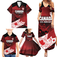 Custom Canada Soccer Family Matching Summer Maxi Dress and Hawaiian Shirt Les Rouges Maple Leaf - Wonder Print Shop