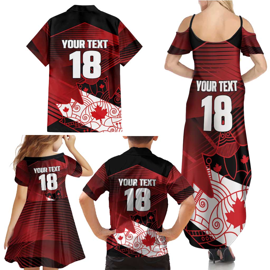 Custom Canada Soccer Family Matching Summer Maxi Dress and Hawaiian Shirt Les Rouges Maple Leaf - Wonder Print Shop