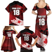 Custom Canada Soccer Family Matching Summer Maxi Dress and Hawaiian Shirt Les Rouges Maple Leaf - Wonder Print Shop