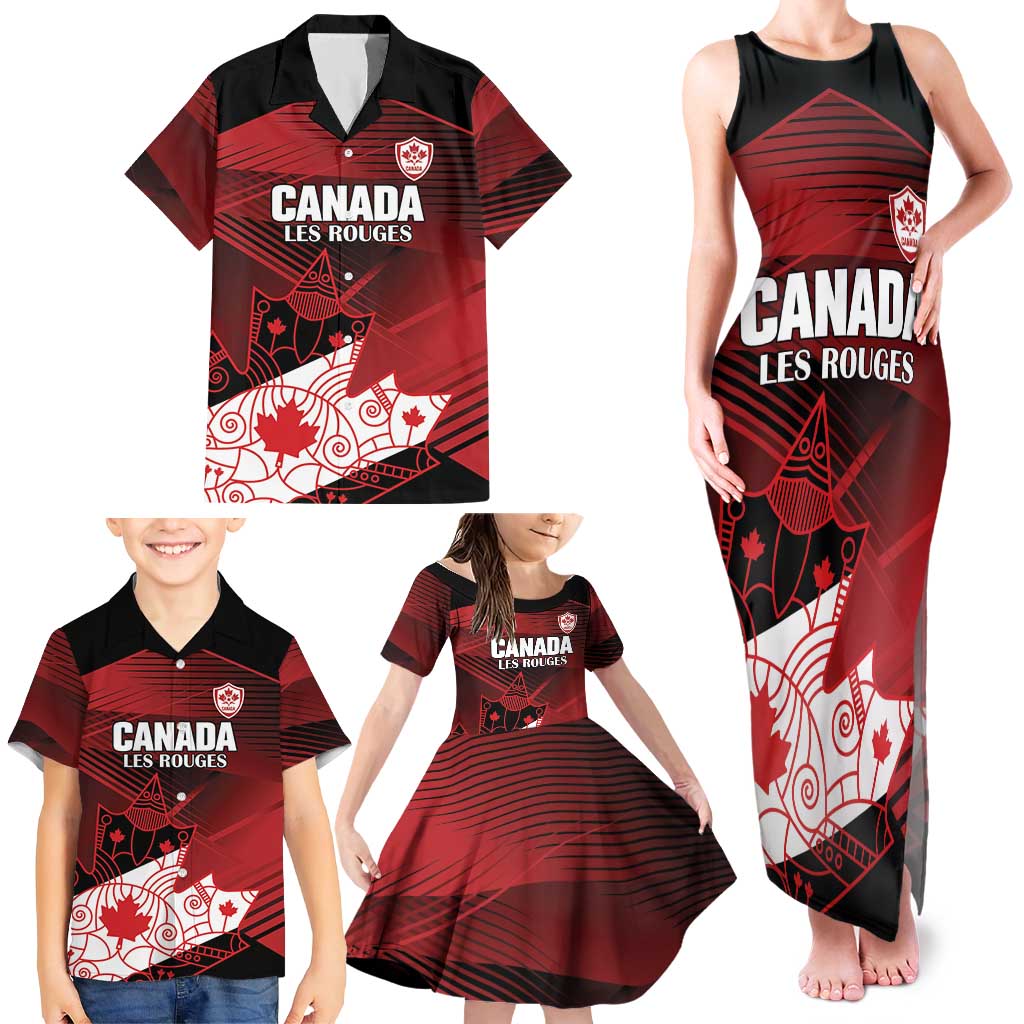 Custom Canada Soccer Family Matching Tank Maxi Dress and Hawaiian Shirt Les Rouges Maple Leaf - Wonder Print Shop