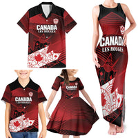 Custom Canada Soccer Family Matching Tank Maxi Dress and Hawaiian Shirt Les Rouges Maple Leaf - Wonder Print Shop