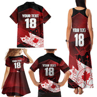 Custom Canada Soccer Family Matching Tank Maxi Dress and Hawaiian Shirt Les Rouges Maple Leaf - Wonder Print Shop