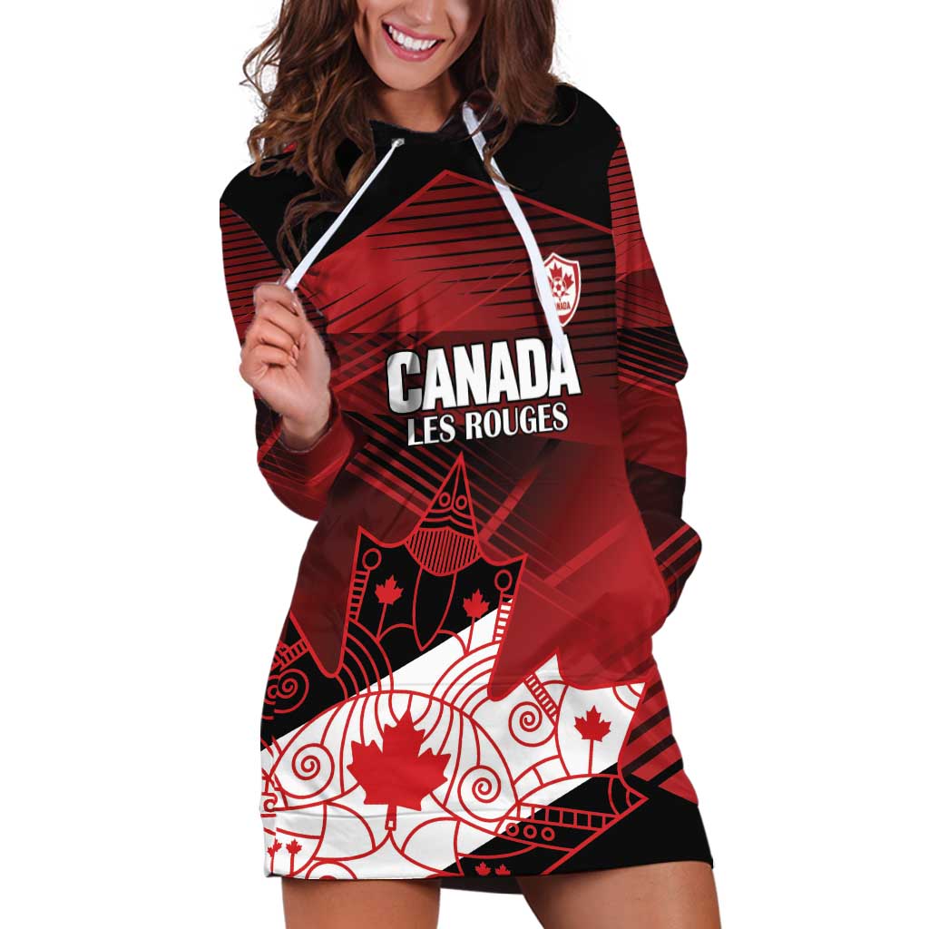 Custom Canada Soccer Hoodie Dress Les Rouges Maple Leaf - Wonder Print Shop