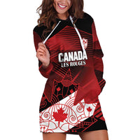 Custom Canada Soccer Hoodie Dress Les Rouges Maple Leaf - Wonder Print Shop