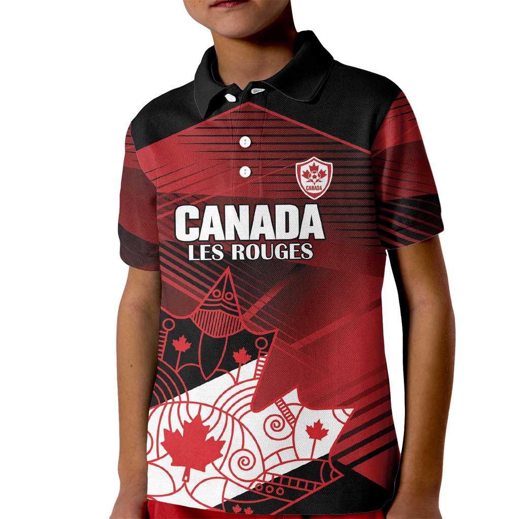 Custom Canada Soccer Kid Polo Shirt Les Rouges Maple Leaf - Wonder Print Shop