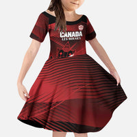 Custom Canada Soccer Kid Short Sleeve Dress Les Rouges Maple Leaf - Wonder Print Shop