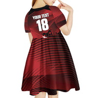 Custom Canada Soccer Kid Short Sleeve Dress Les Rouges Maple Leaf - Wonder Print Shop