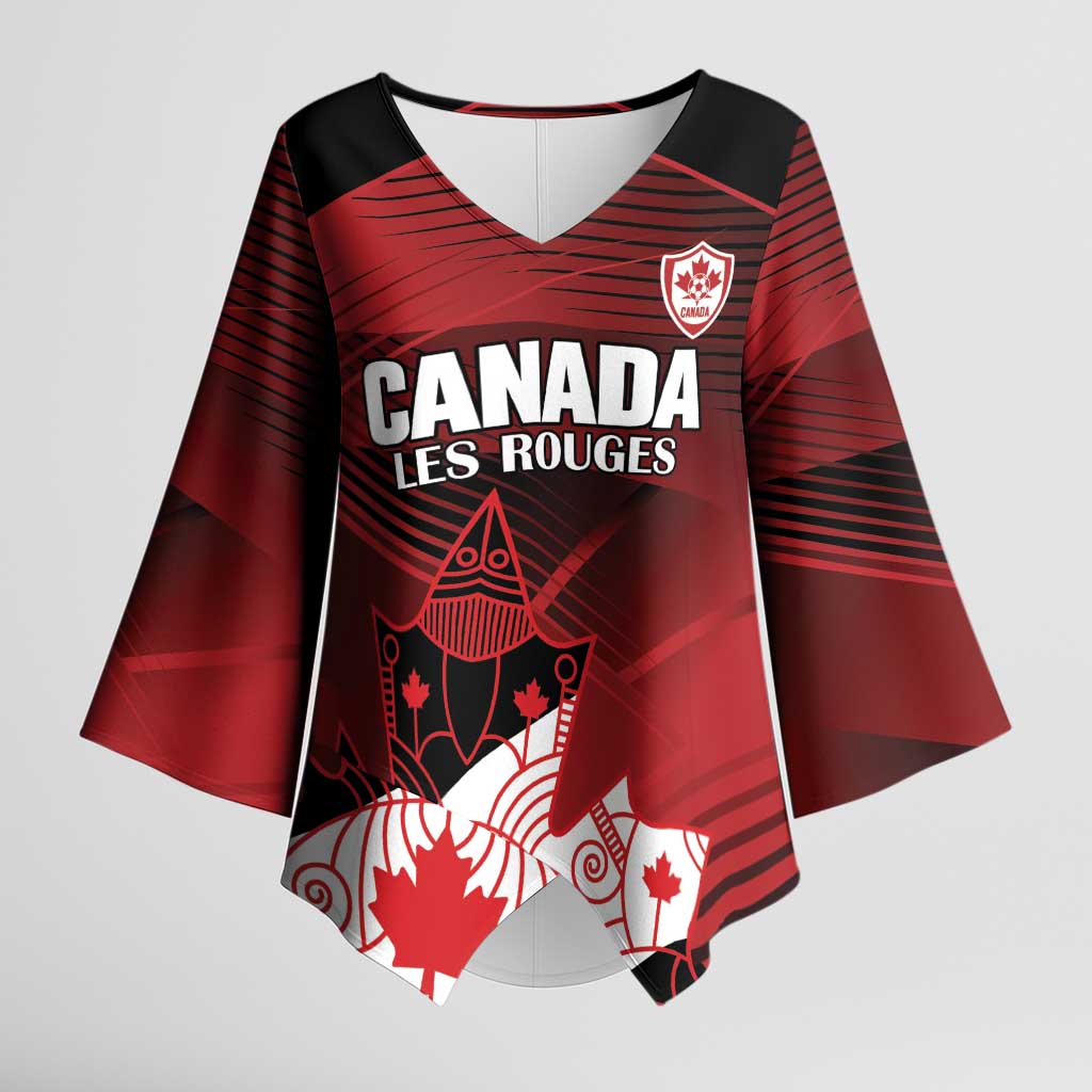 Custom Canada Soccer Kimono Sleeve Blouse Les Rouges Maple Leaf - Wonder Print Shop