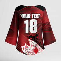 Custom Canada Soccer Kimono Sleeve Blouse Les Rouges Maple Leaf - Wonder Print Shop