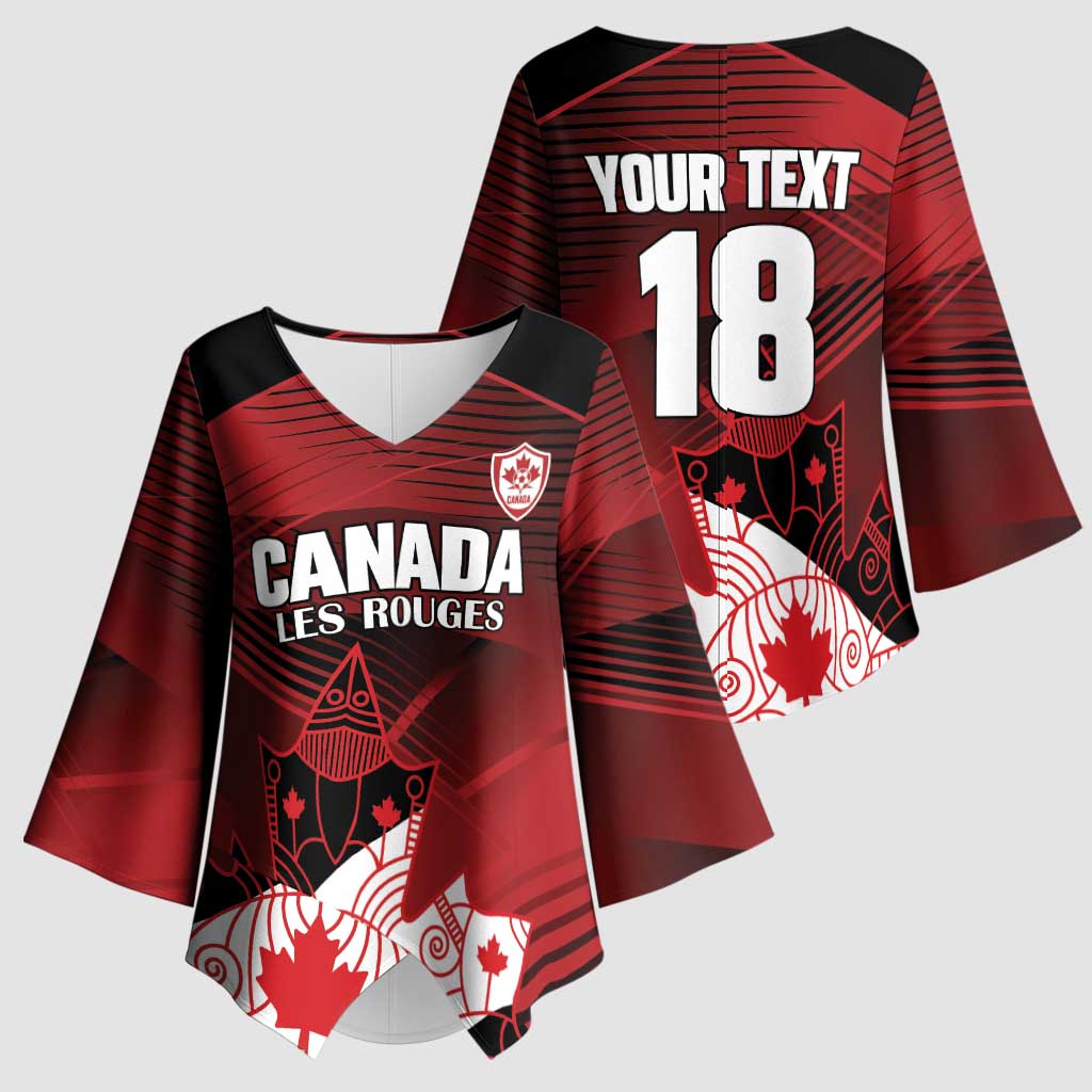 Custom Canada Soccer Kimono Sleeve Blouse Les Rouges Maple Leaf - Wonder Print Shop