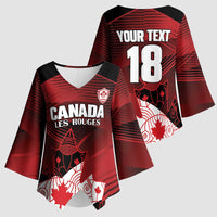 Custom Canada Soccer Kimono Sleeve Blouse Les Rouges Maple Leaf - Wonder Print Shop