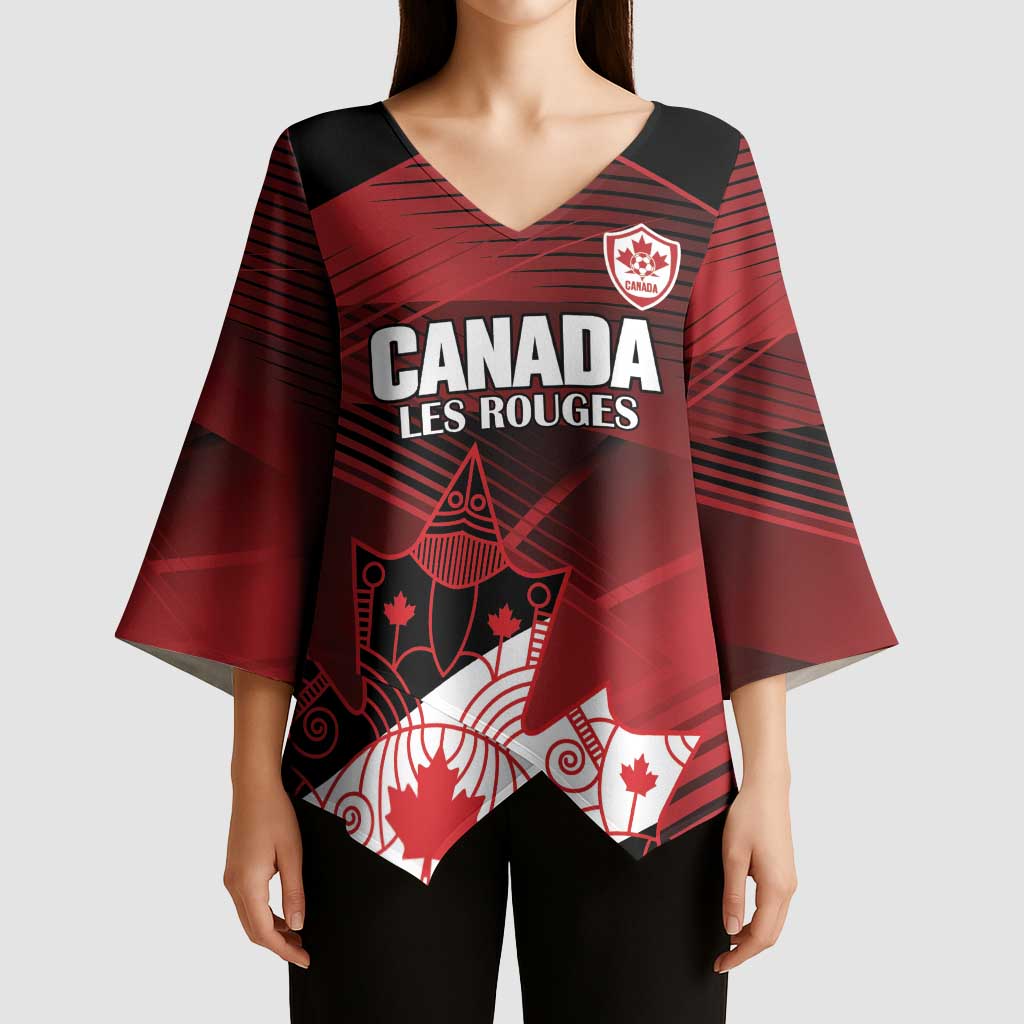 Custom Canada Soccer Kimono Sleeve Blouse Les Rouges Maple Leaf - Wonder Print Shop